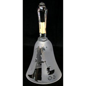 Vtg 1978 Glen Jones Glass Crystal Bell Engraved Clear Profile Lady Mother w/Pram